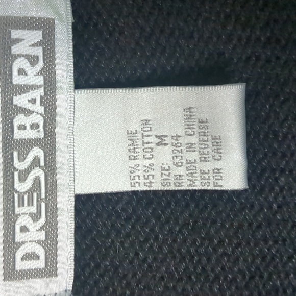 DRESS BARN* long sleeve beaded floral motif black cotton ramie sweater button fr - Picture 8 of 10